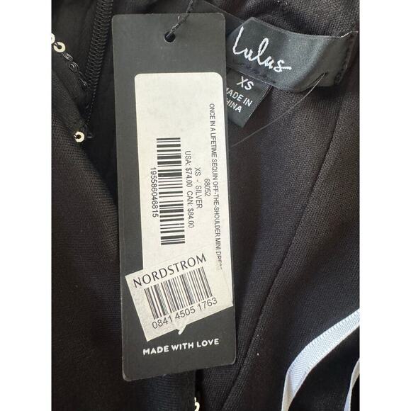 Lulus Once A Lifetime Silver Sequin Off The Shoulder Dress Size XS - Picture 5 of 6